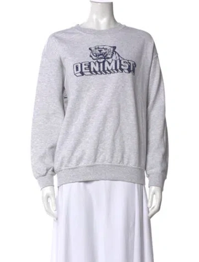Pre-owned Denimist Graphic Print Crew Neck Sweatshirt In Grey