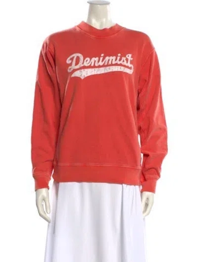 Pre-owned Denimist Graphic Print Crew Neck Sweatshirt In Orange