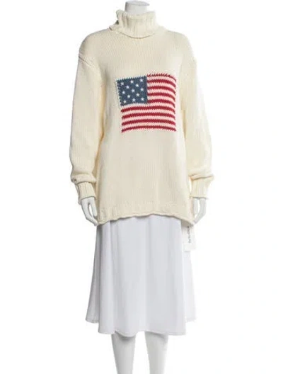 Pre-owned Denimist Graphic Print Turtleneck Sweater In Neutrals