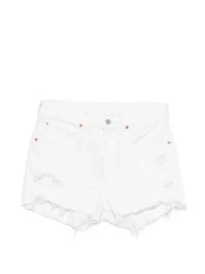 Denimist Haisley Distressed Frayed Shorts In White