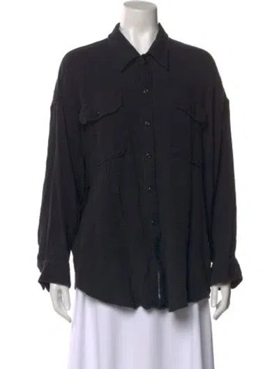 Pre-owned Denimist Long Sleeve Button-up Top In Black
