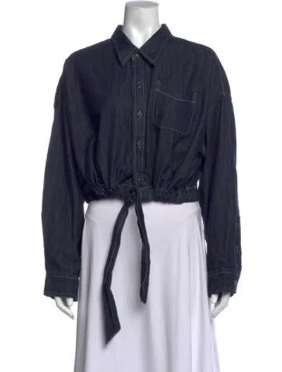 Pre-owned Denimist Long Sleeve Button-up Top In Blue