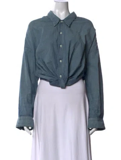Pre-owned Denimist Long Sleeve Button-up Top In Blue
