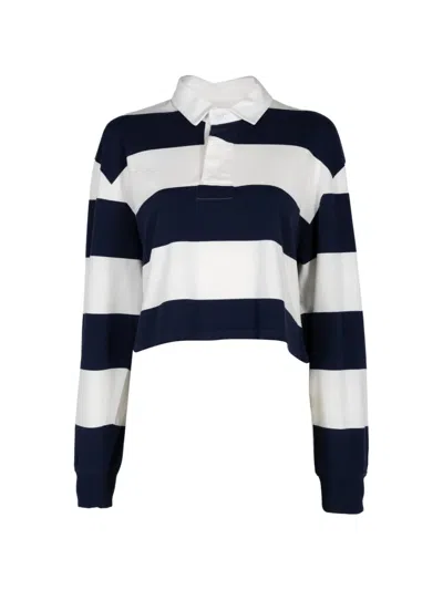 Denimist Long-sleeve Striped Polo Top In Multi