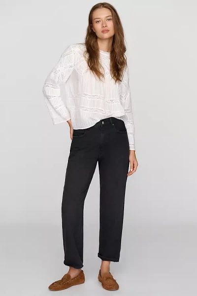 Denimist Lucy Mid Rise Relaxed Straight Leg Jeans In Black