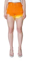 DENIMIST NIC HIGH RISE DIP DYE SHORTS IN ORANGE DIP DYED