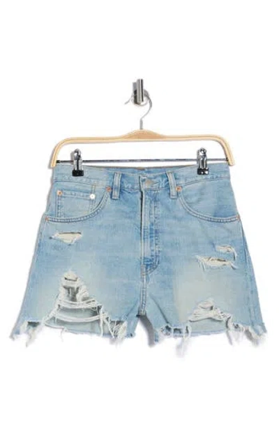 Denimist Nic High Waist Cutoff Denim Shorts In Blue