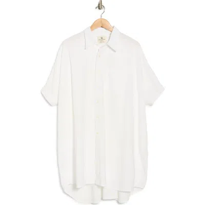 Denimist Oversize Cotton & Linen Shirtdress In White