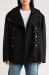 Denimist Oversize Wool Blend Peacoat In Black