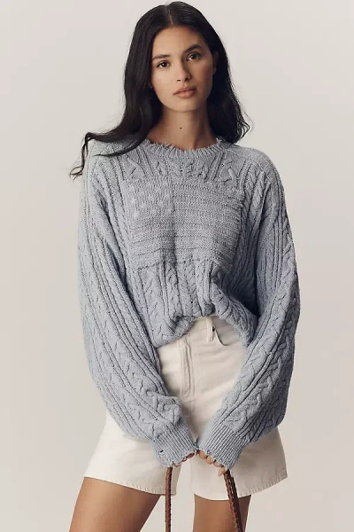 Denimist Oversized Crop Flag Sweater In Blue