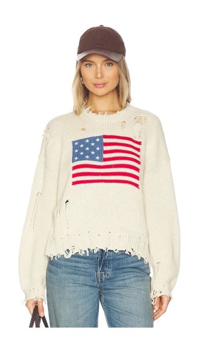 Denimist Oversized Cropped American Flag Sweater In Neutral