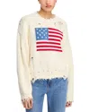 Denimist Oversized Cropped American Flag Sweater In White