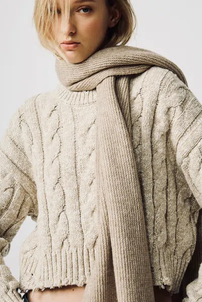 Denimist Oversized Cropped Aran Sweater In Brown