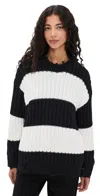 Denimist Oversized Ribbed Sweater Black/ecru Jumbo Stripe In Black