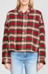 Denimist Plaid Flannel Cropped Shirt In Red