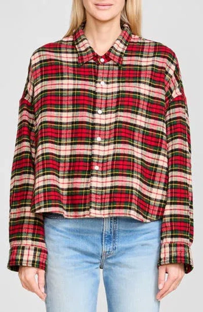 Denimist Plaid Flannel Cropped Shirt In Red