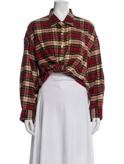 Pre-owned Denimist Plaid Print Long Sleeve Button-up Top In Multi