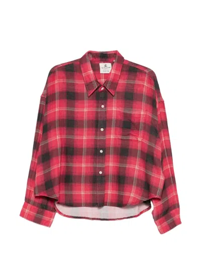 Denimist Plaid-pattern Cropped Shirt In Pink
