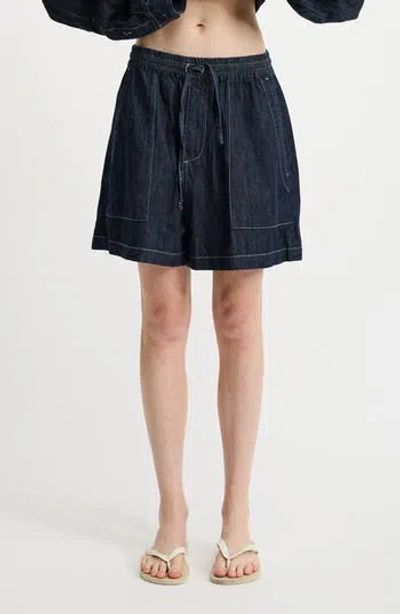 Denimist Relaxed Denim Utility Shorts In Blue