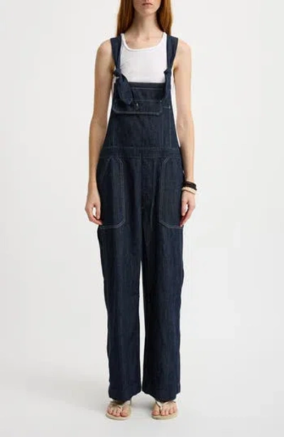 Denimist Relaxed Fit Tie Strap Denim Overalls In Blue
