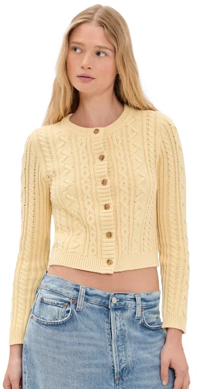 Denimist Riley Crewneck Cardigan Sweater In Yellow