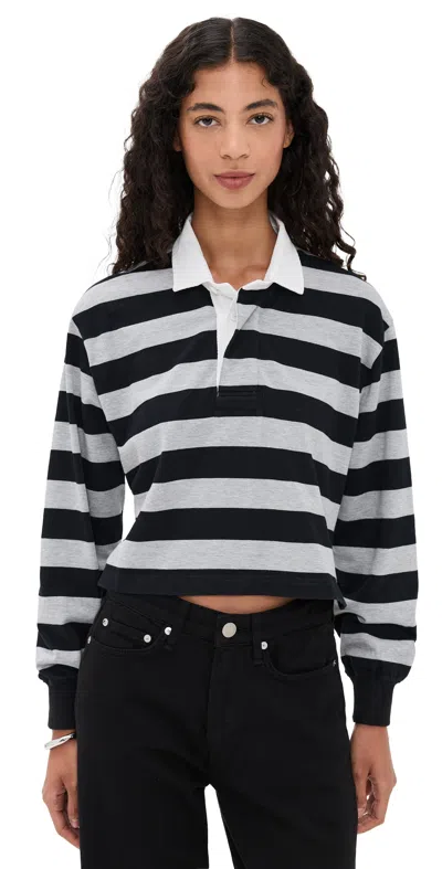 Denimist Rugby Long Sleeve Tee Grey/black Wide Stripe