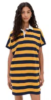 Denimist Rugby T-shirt Dress Yellow/navy Wide Stripe In Multi