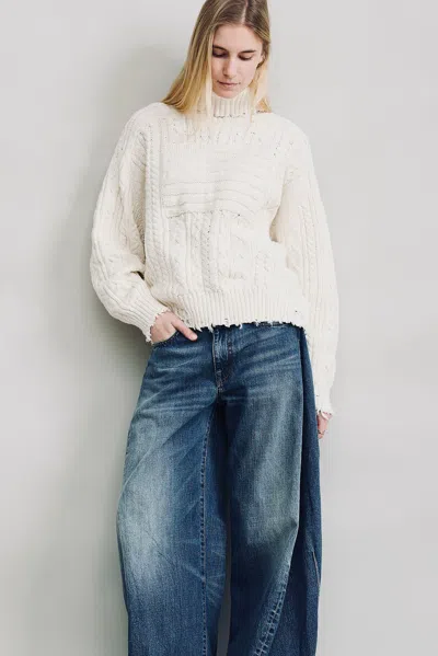 Denimist Shadow Flag Turtleneck Sweater In White