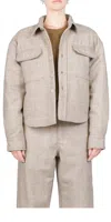Denimist Cropped Checked Herringbone Wool-blend Jacket In Multi