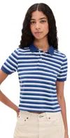 Denimist Striped Short-sleeve Polo Top In Multi