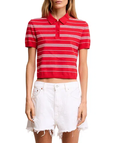 Denimist Shrunken Polo Sweater In Red