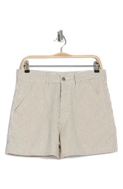 Denimist Stripe Denim Carpenter Shorts In Brown