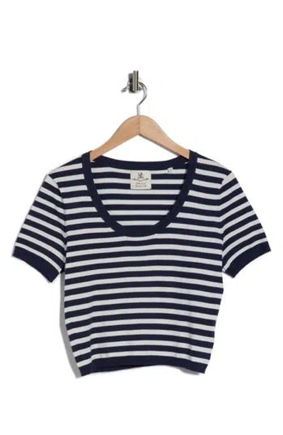 Denimist Stripe Short Sleeve Crop Sweater In Black
