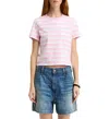 Denimist Striped Baby Tee In Light Pink Wide Stripe
