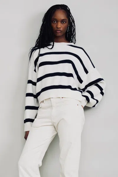 Denimist Striped Boxy Sweater In White