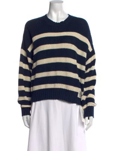 Pre-owned Denimist Striped Crew Neck Sweater In Blue