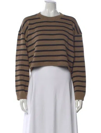 Pre-owned Denimist Striped Crew Neck Sweater In Brown