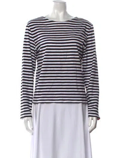 Pre-owned Denimist Striped Crew Neck Top In White