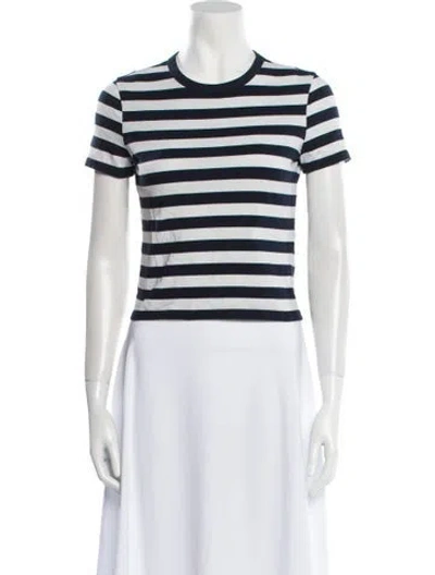 Pre-owned Denimist Striped Crew Neck T-shirt In White