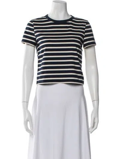 Pre-owned Denimist Striped Crew Neck T-shirt In White