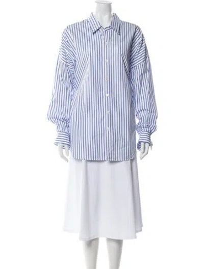 Pre-owned Denimist Striped Long Sleeve Button-up Top In Multi