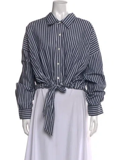 Pre-owned Denimist Striped Long Sleeve Button-up Top In Multi