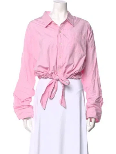 Pre-owned Denimist Striped Long Sleeve Button-up Top In Pink