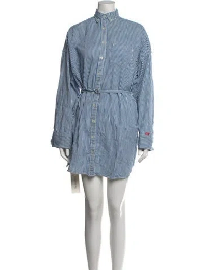 Pre-owned Denimist Striped Mini Dress In Blue