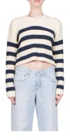 Denimist Striped Ribbed Cropped Sweater In Multi