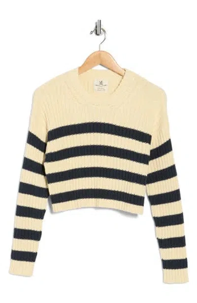 Denimist Striped Ribbed Cropped Sweater In Neutral