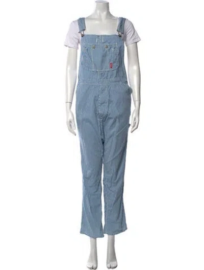 Pre-owned Denimist Striped Square Neckline Jumpsuit In Blue
