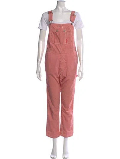 Pre-owned Denimist Striped Square Neckline Jumpsuit In Red/white