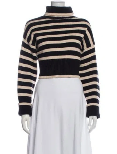 Pre-owned Denimist Striped Turtleneck Sweater W/ Tags In Black