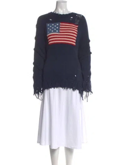 Pre-owned Denimist Striped V-neck Sweater In Blue